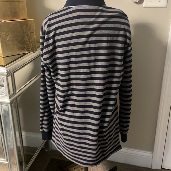 Tommy Hilfiger mens navy/grey striped polo shirt medium - Picture 5 of 6